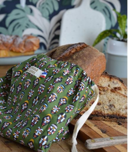 sac à pain en tissu Coton imprimé et fabriqué en France pour conserver une miche de pain